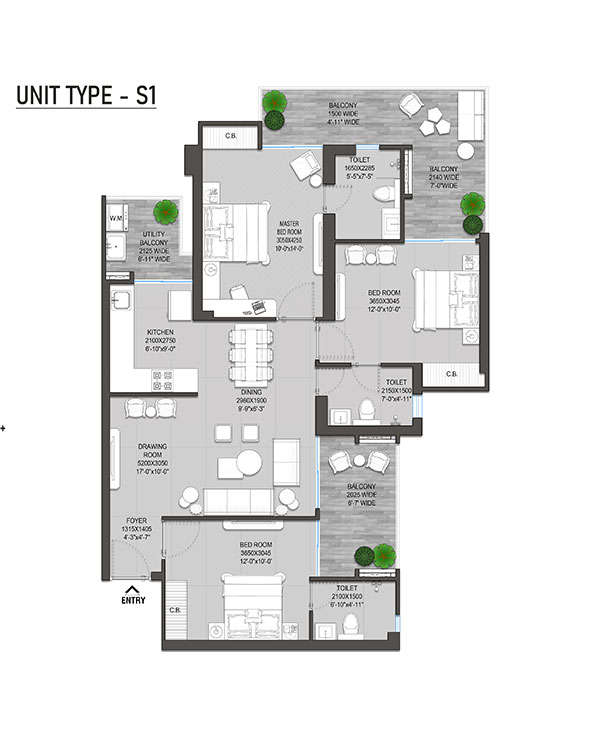 SKA Calisto - Unit Type S1 Floor Plan